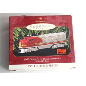 NIB Hallmark 1997 Ornament Lionel Train 2343 Santa Fe F3 Diesel Locomotive 1950